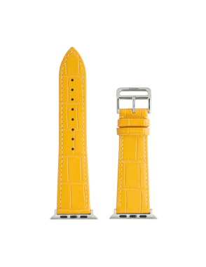 CONCEPTO Matte Yellow Embossed Crocodile Watch Strap 38-42 mm | Silver