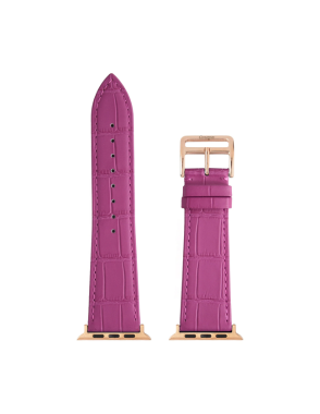 CONCEPTO Matte Fuchsia Embossed Crocodile Watch Strap 38-42 mm | Rose Gold