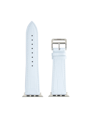 CONCEPTO Matte White Embossed Crocodile Watch Strap 38-42 mm | Silver