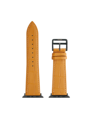 CONCEPTO Matte Mustard Embossed Crocodile Watch Strap 38-42 mm | Black