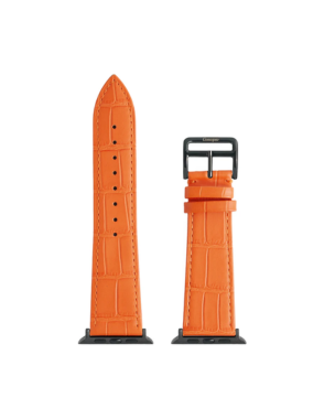 CONCEPTO Matte Orange Embossed Crocodile Watch Strap 38-42 mm | Black