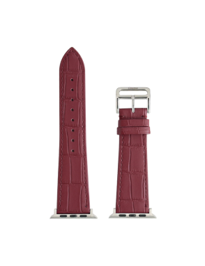 CONCEPTO Matte Maroon Embossed Crocodile Watch Strap 42-49 mm | Silver