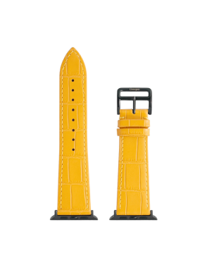 CONCEPTO Matte Yellow Embossed Crocodile Watch Strap 42-49 mm | Black