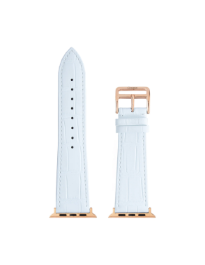 CONCEPTO Matte White Embossed Crocodile Watch Strap 42-49 mm | Rose Gold