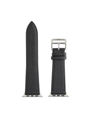 CONCEPTO Black Epsom Watch Strap 42-49 mm | Silver