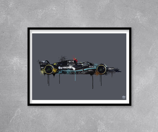 FUELED ART Lewis Hamilton 2022 Mercedes F1 Print 32x24 Black