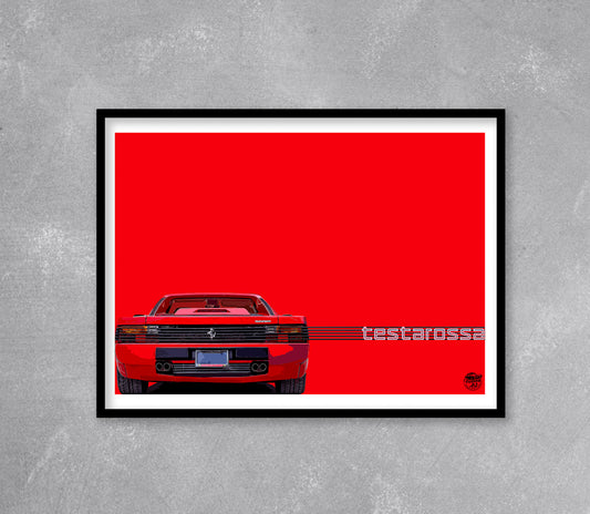 FUELED ART Ferrari Testarossa Print 32x24 Black
