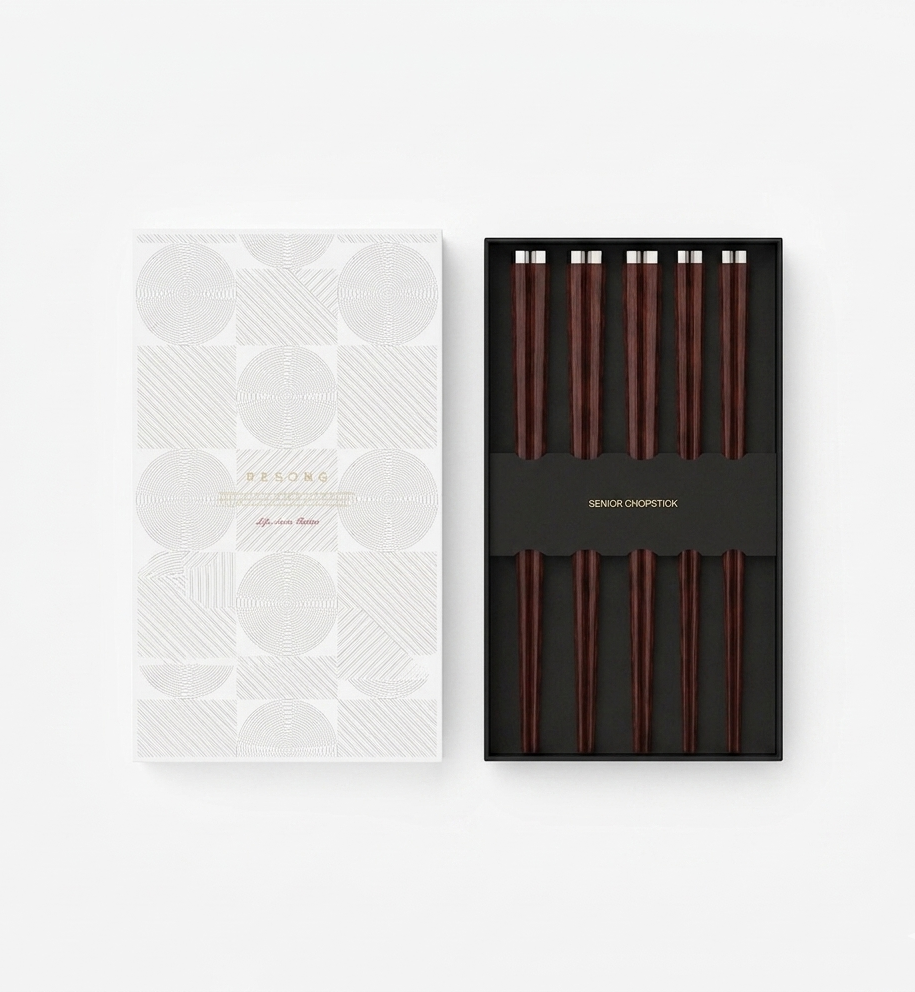Pavilion Hexagonal Chopsticks 5 Pairs-Red acid wood
