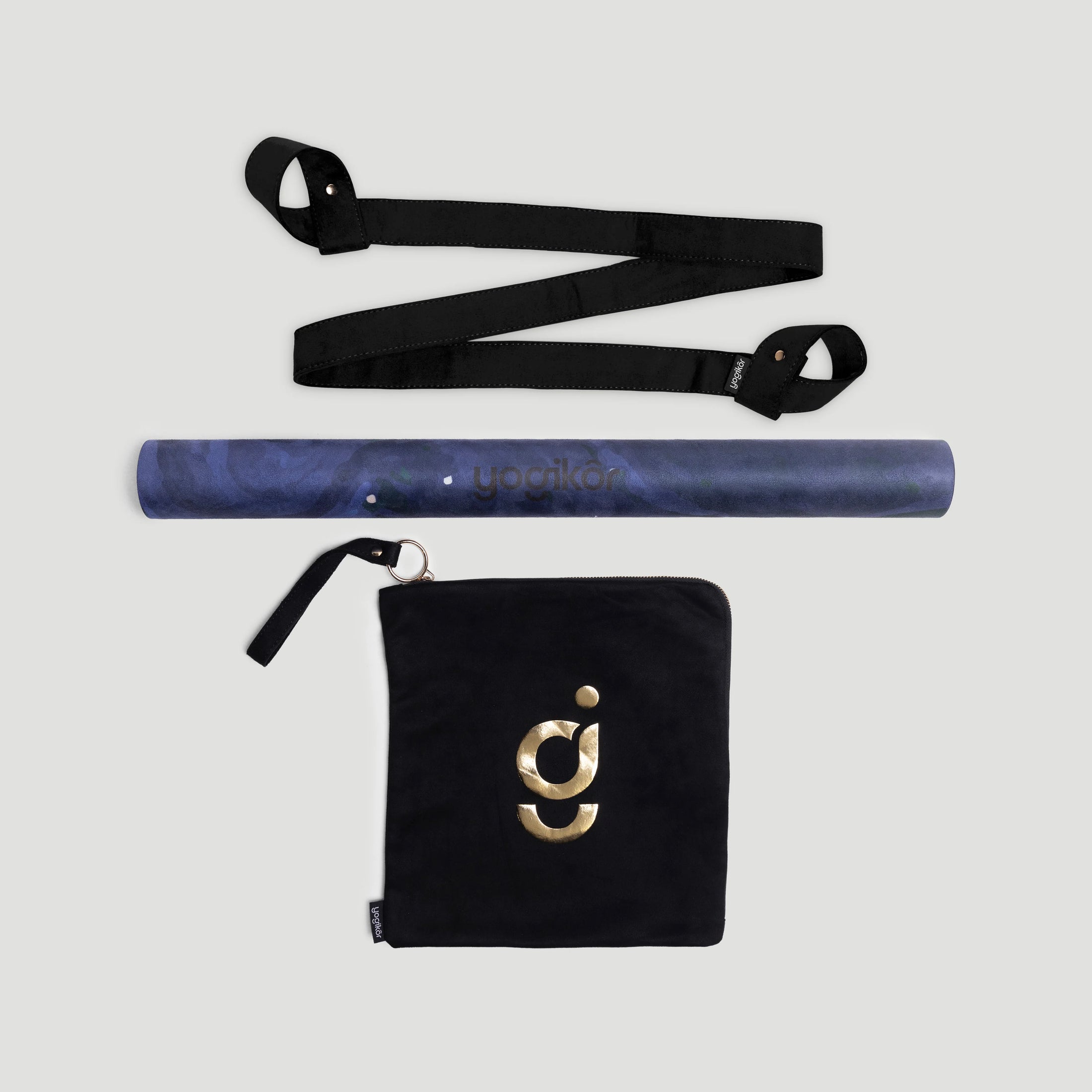 Travel Yoga Mat Set: Foldable Mat (Blue Cluster)