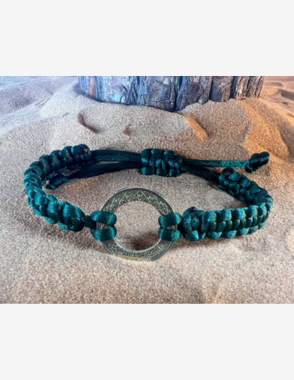 HOLAI Green Silk Bracelet with Golden Saudi Coin