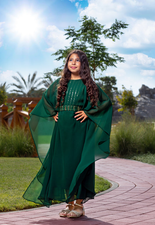 Green National Day Dress Girls 8-10 years old