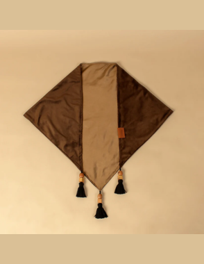 LABOGA Triangle Velvet Shawl olive with gold