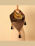 Load image into Gallery viewer, LABOGA Triangle Velvet Shawl olive with gold
