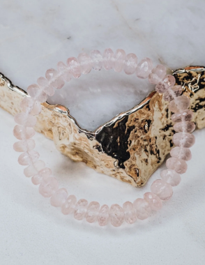 Rose quartz hand made faceted bracelate