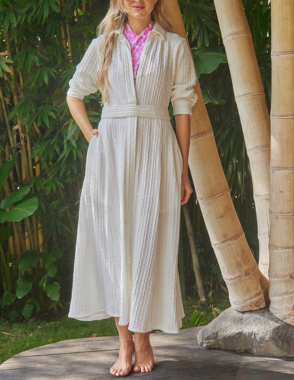 White knit Buttoned Dress