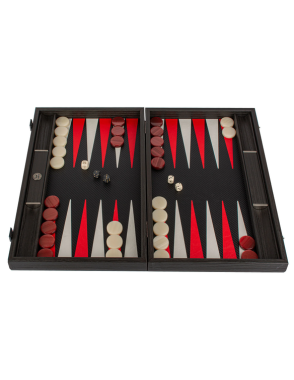 Handmade Classic Black-Red Inlaid Carbon Fiber Backgammon with Sideracks 48x30cm