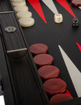 Load image into Gallery viewer, MANOPOULOS Handmade Classic Black-Red Inlaid Carbon Fiber Backgammon with Sideracks 48x30cm
