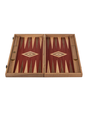 Handmade American Red Walnut Inlaid Backgammon with Walnut - Oak points with Side racks 48x30cm