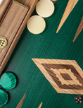 تحميل الصورة إلى عارض المعرض، Handmade American Green Walnut Inlaid Backgammon with Walnut - Oak points with Side racks 48x30cm
