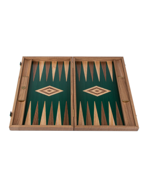 Handmade American Green Walnut Inlaid Backgammon with Walnut - Oak points with Side racks 48x30cm