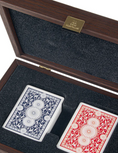 Load image into Gallery viewer, MANOPOULOS Plastic coated playing cards in Dark Brown wooden case 24x17cm
