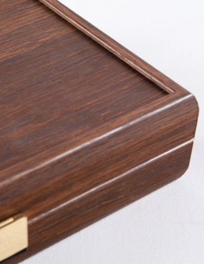 MANOPOULOS Plastic coated playing cards in Dark Brown wooden case 24x17cm