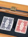 Load image into Gallery viewer, Plastic coated playing cards in Walnut Colour wooden case 24x17cm
