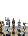 تحميل الصورة إلى عارض المعرض، Archers Metal Chess set with Bronze - Blue Chessmen - 44cm Chessboard in Blue
