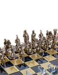 Load image into Gallery viewer, MANOPOULOS Archers Metal Chess set with Bronze - Blue Chessmen - 44cm Chessboard in Blue
