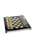 Load image into Gallery viewer, MANOPOULOS Medieval Knights Metal Chess set with Gold - Silver Chessmen - 44cm Chessboardn in Blue
