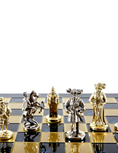 Load image into Gallery viewer, MANOPOULOS Medieval Knights Metal Chess set with Gold - Silver Chessmen - 44cm Chessboardn in Blue
