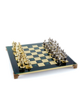 Load image into Gallery viewer, MANOPOULOS Medieval Knights Metal Chess set with Gold - Silver Chessmen - 44cm Chessboardn in Green
