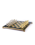 Load image into Gallery viewer, MANOPOULOS Classic Metal Staunton Chess set with Gold - Silver Chessmen - 44cm Chessboard in Green
