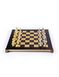 Load image into Gallery viewer, MANOPOULOS Classic Metal Staunton Chess set with Gold - Silver Chessmen - 44cm Chessboard in Red
