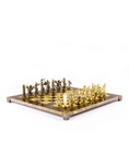 Load image into Gallery viewer, MANOPOULOS Greek Mythology Metal Chess set with Bronze - Gold Chessmen - 36cm Chessboard in Brown
