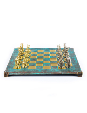 Minoan warrior Metal Chess set with Gold - Silver Chessmen - 36cm Chessboard in