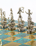 Load image into Gallery viewer, MANOPOULOS Minoan warrior Metal Chess set with Gold - Silver Chessmen - 36cm Chessboard in
