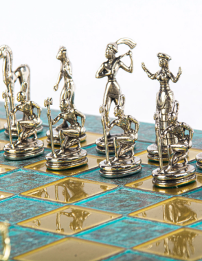 Minoan warrior Metal Chess set with Gold - Silver Chessmen - 36cm Chessboard in