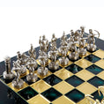 Load image into Gallery viewer, MANOPOULOS Archers Metal Chess Set with Gold & Silver Chessmen & 28cm Chessboard in Brown
