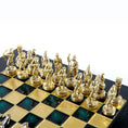 Load image into Gallery viewer, MANOPOULOS Archers Metal Chess Set with Gold & Silver Chessmen & 28cm Chessboard in Brown

