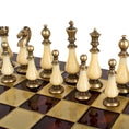 Load image into Gallery viewer, MANOPOULOS Metal Chess Set with Pearl/Metal Chessmen & 44cm Chessboard in Red
