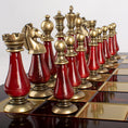 Load image into Gallery viewer, MANOPOULOS Metal Chess Set with Pearl/Metal Chessmen & 44cm Chessboard in Red
