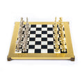 Load image into Gallery viewer, Renaissance Metal Chess set with Gold - Silver Chessmen - 36cm Chessboard in BLACK AND WHITE
