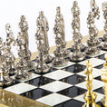 Load image into Gallery viewer, Renaissance Metal Chess set with Gold - Silver Chessmen - 36cm Chessboard in BLACK AND WHITE

