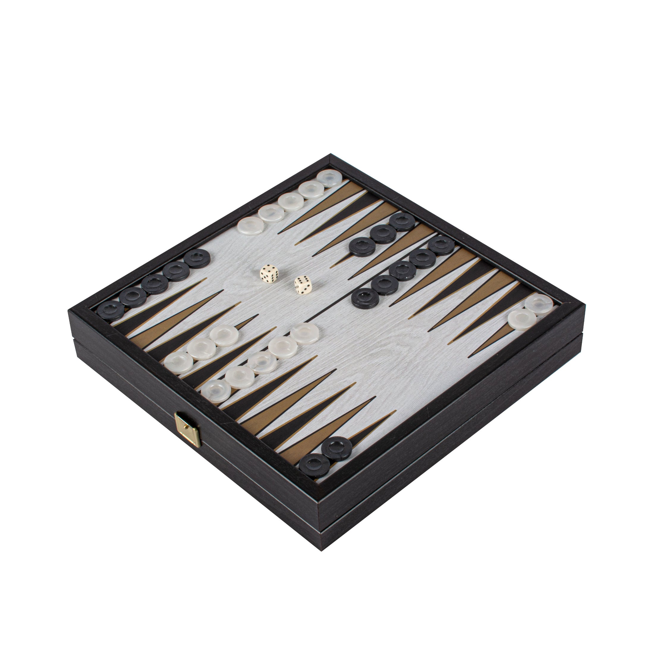 MANOPOULOS Chess/Backgammon - Classic Black Design in Black Replica Wooden Case