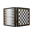 Load image into Gallery viewer, MANOPOULOS Chess/Backgammon - Classic Black Design in Black Replica Wooden Case
