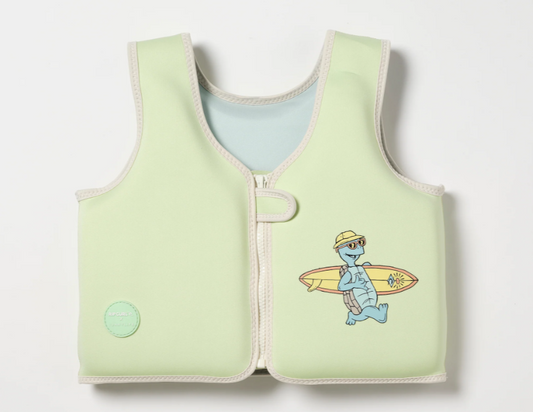 SUNNYLIFE Kids Swim Vest 3-6 Shred Turtle Aqua