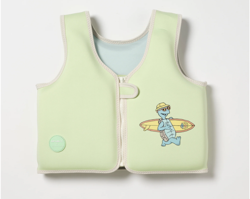SUNNYLIFE Kids Swim Vest 2-3 Shred Turtle Aqua