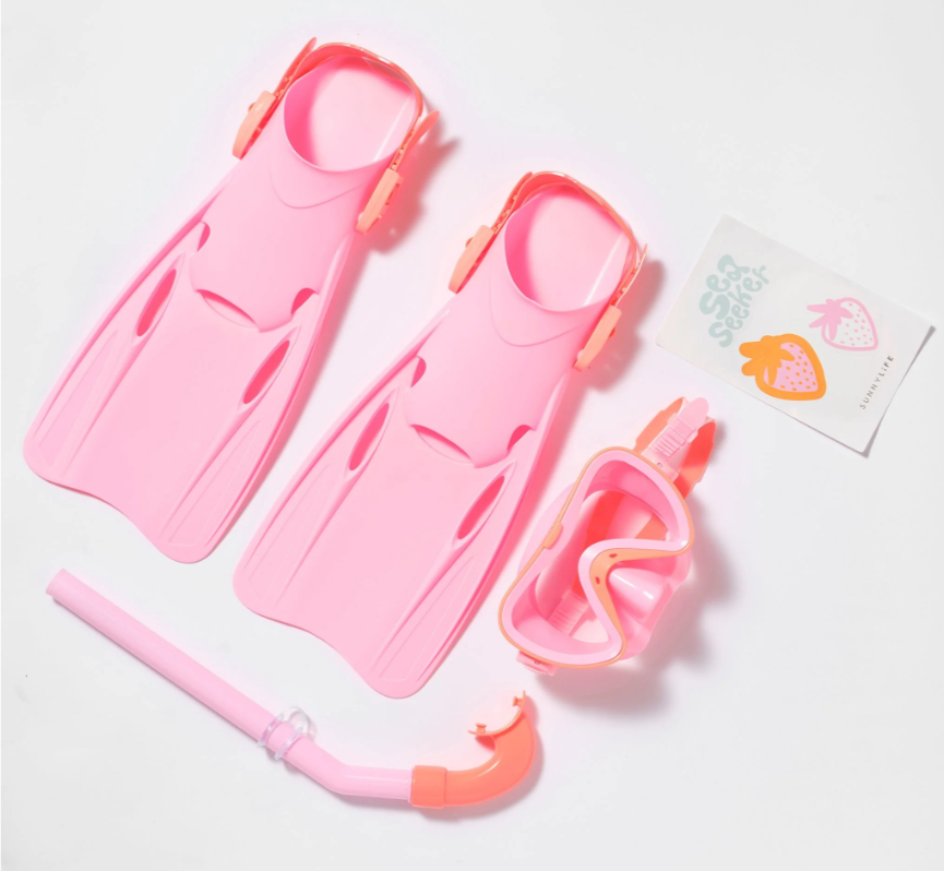 SUNNYLIFE Kids Dive Set Medium Sea Seeker Strawberry
