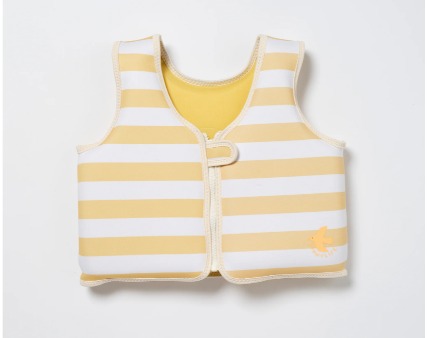 SUNNYLIFE Kids Swim Vest 2-3 Sid the Seagull Mustard Stripe